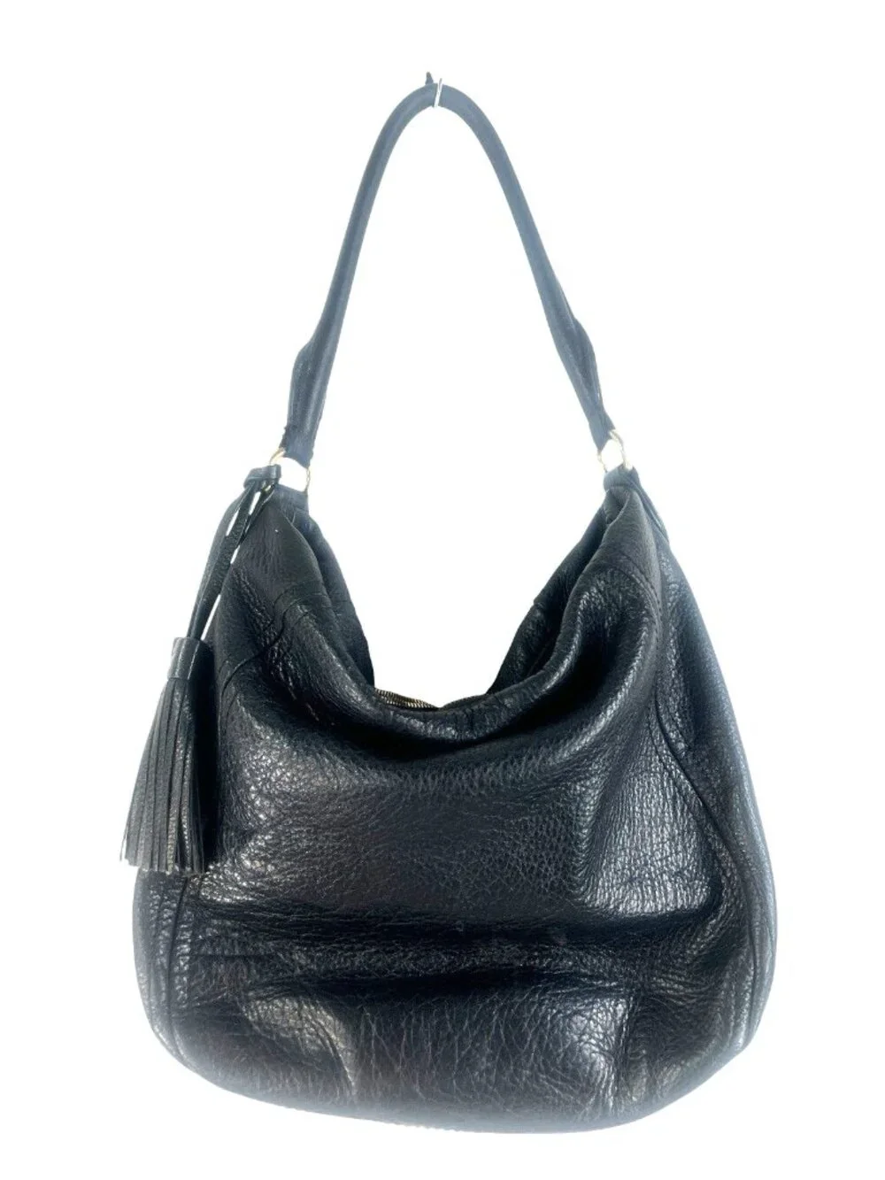 vtg J CREW Large Hobo Pebbled Napa Leather Shoulder Bag 3 Compartaments